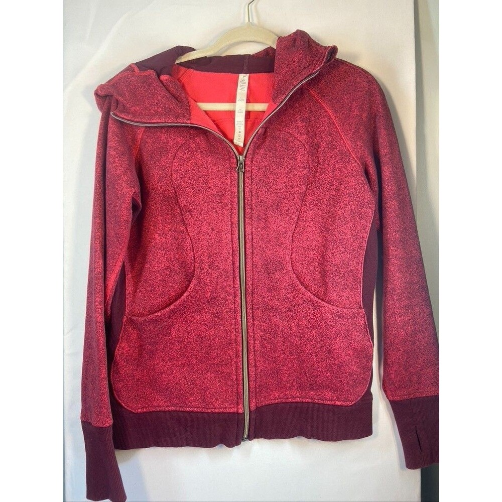 LULULEMON SZ 8 WOMENS PINK BURGANDY FULL ZIP SCUBA HOODIE